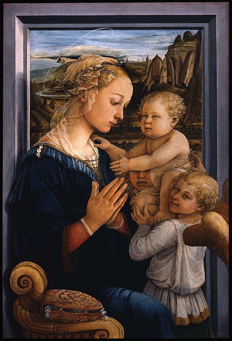 Filippo Lippi, Vierge à l'enfant et deux anges, ca. 1460-1465.