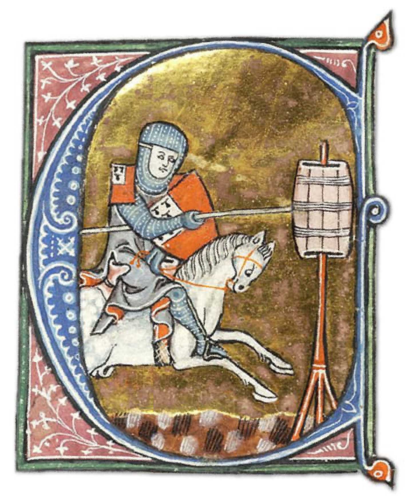 (7) Lancelot s’exerce à la quintaine. MS.805 (Morgan library New York).