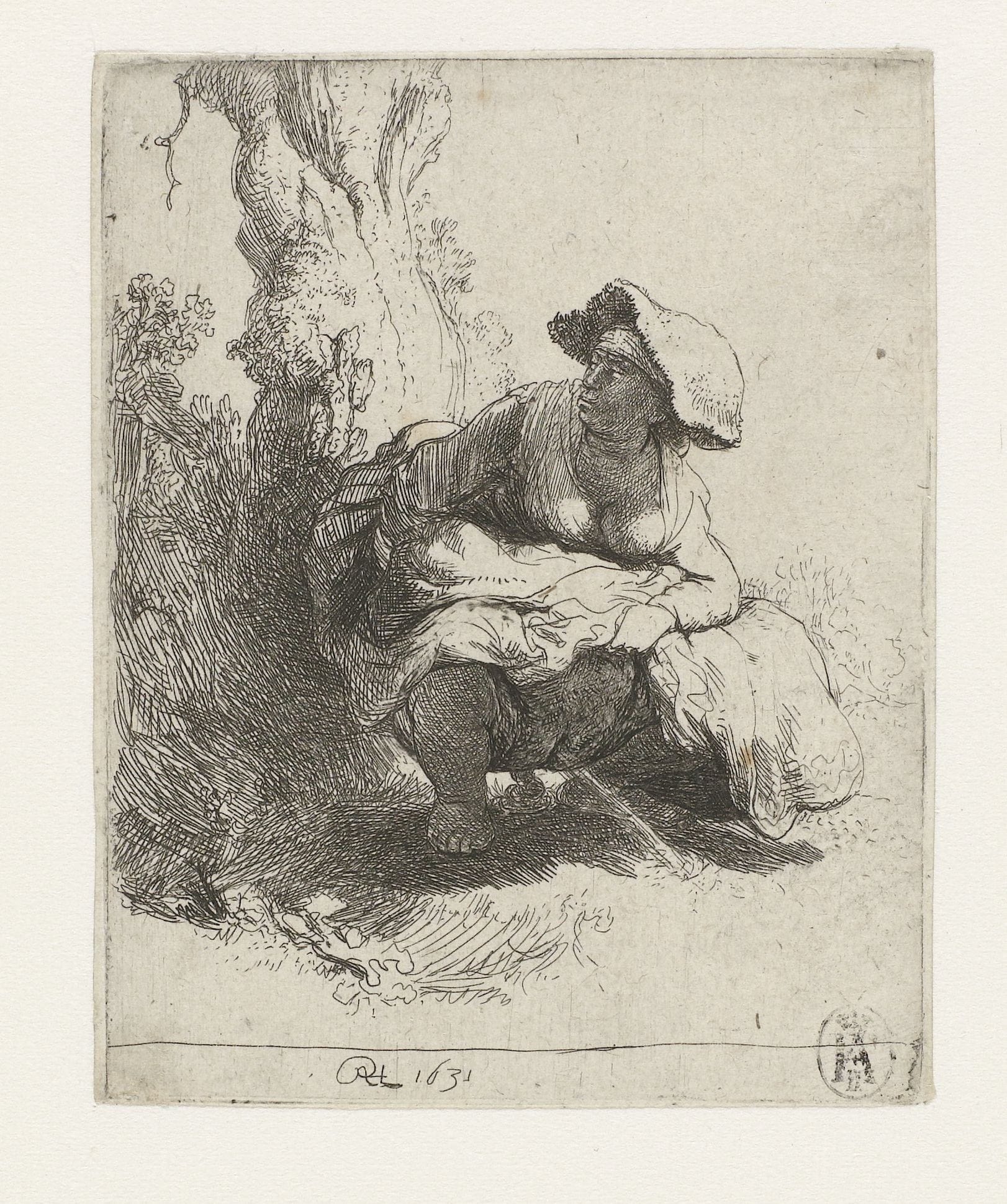 A Woman Making Water, Rembrandt van Rijn, 1631.