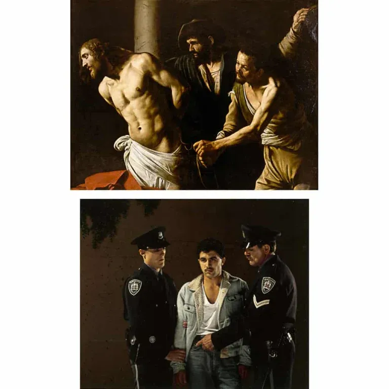 Le Caravage, « La Flagellation du Christ », 1607 | Jeff Wall, « The Arrest », 1989.