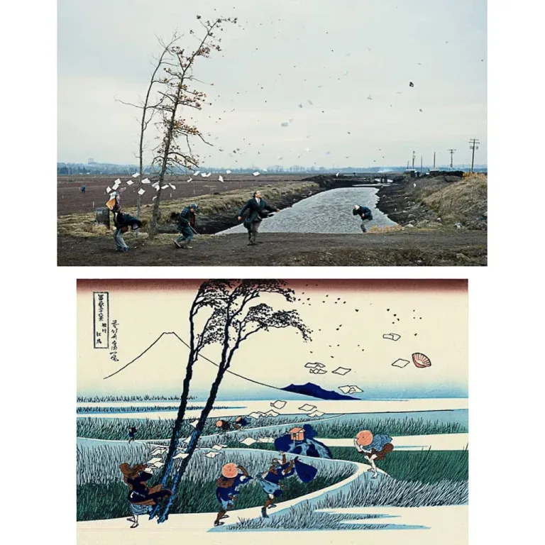 Jeff Wall | Hokusai, « A high Wind in Yeijiri, from Thirty six views of the Fuji », 1831-33.