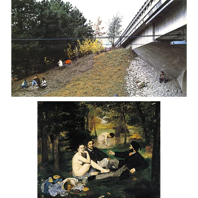Jeff Wall « The Storyteller », 1986 | Edouard Manet, « Le Déjeuner sur l’Herbe », 1863.