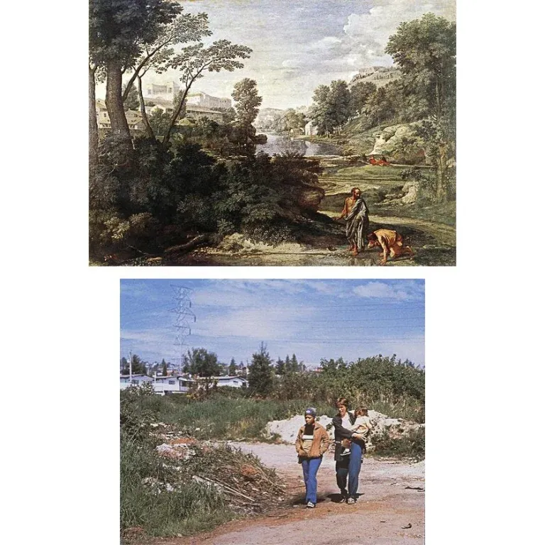 Nicolas Poussin, « Paysage avec Diogènes, 1648 | Jeff Wall, « Diatribe », 1985.
