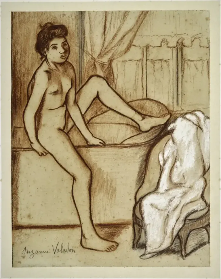Dessin de suzanne Valadon, 1909, nu sortant du bain.