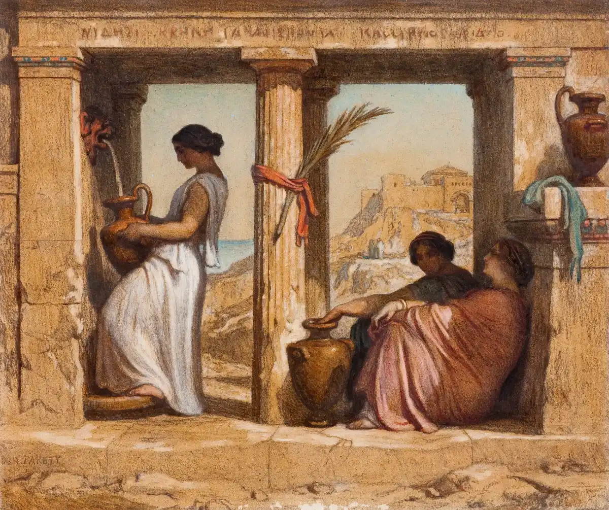 Femmes à la fontaine. Papety.