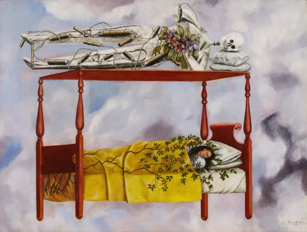 Frida Kahlo (1907-1954) El sueño (La cama volando) [Le Rêve (Le lit qui vole)], 1940 Huile sur toile 74 × 98,5 cm Collection privée, Paris