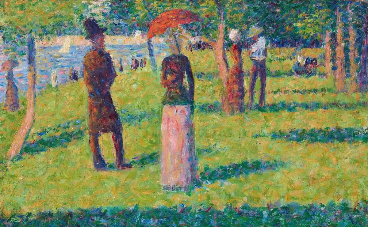 Georges Seurat, Paysae et personnages (La jupe rose). 1884.