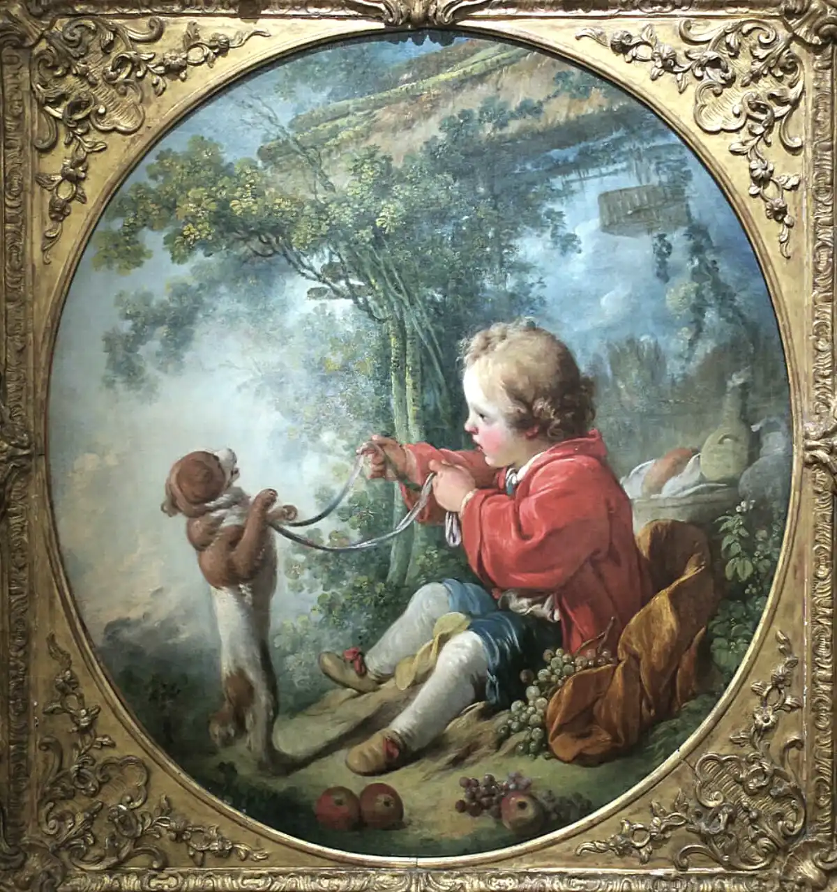 François Boucher (anciennement attribué à Fragonard). Le Chien savant.