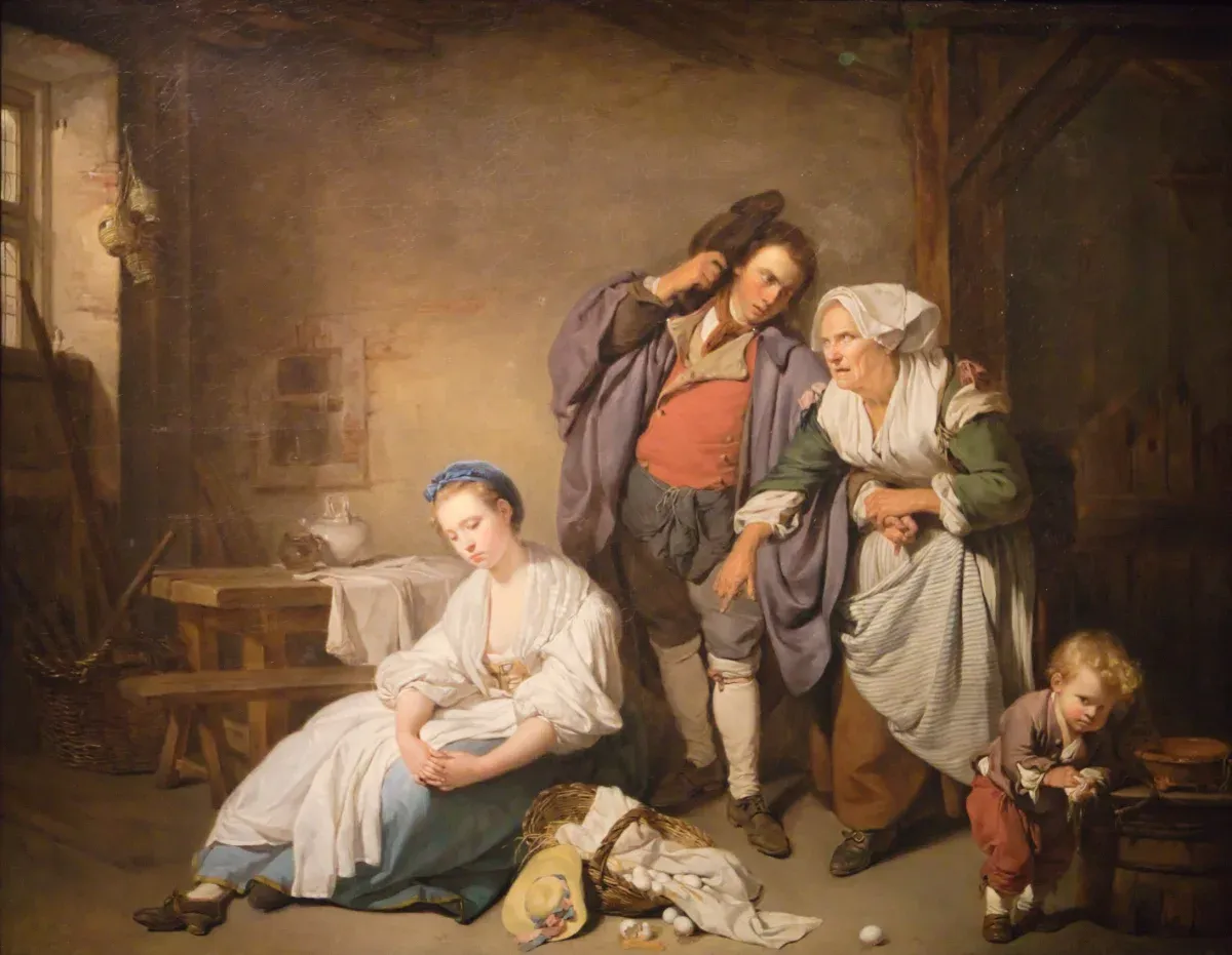 Jean-Baptiste Greuze. Les oeufs cassés. 1756.