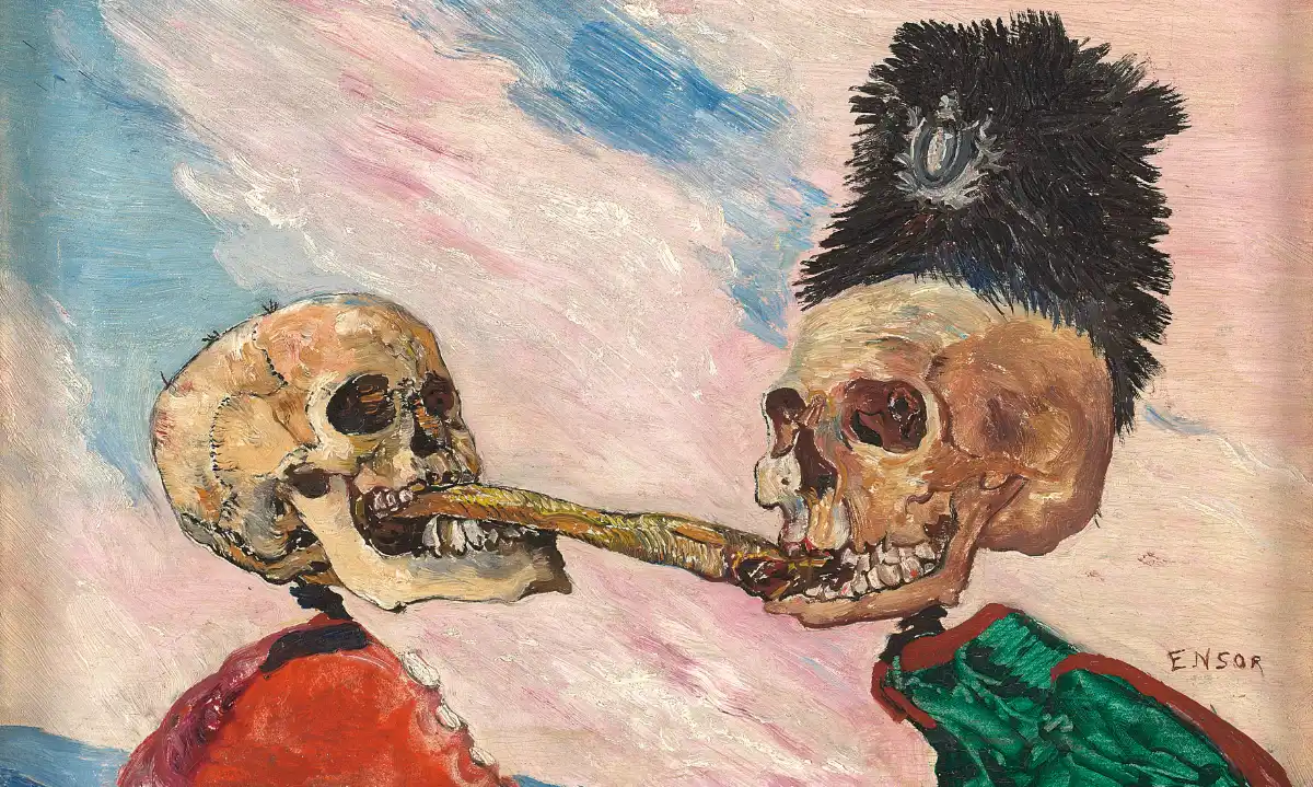 James Ensor. Squelettes se disputant un hareng-saur. 1891.