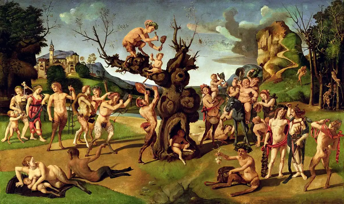 Piero di Cosimo. Histoires de Silène. La Découverte du miel. 1499.
