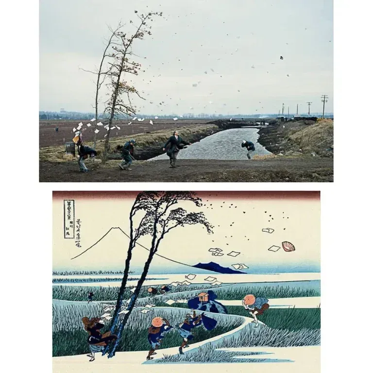 Jeff Wall | Hokusai, «&nbsp;A high Wind in Yeijiri, from Thirty six views of the Fuji&nbsp;», 1831-33.