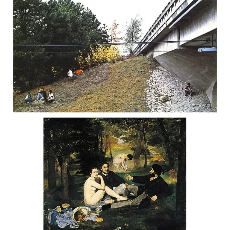 Jeff Wall «&nbsp;The Storyteller&nbsp;», 1986 | Edouard Manet, «&nbsp;Le Déjeuner sur l’Herbe&nbsp;», 1863.