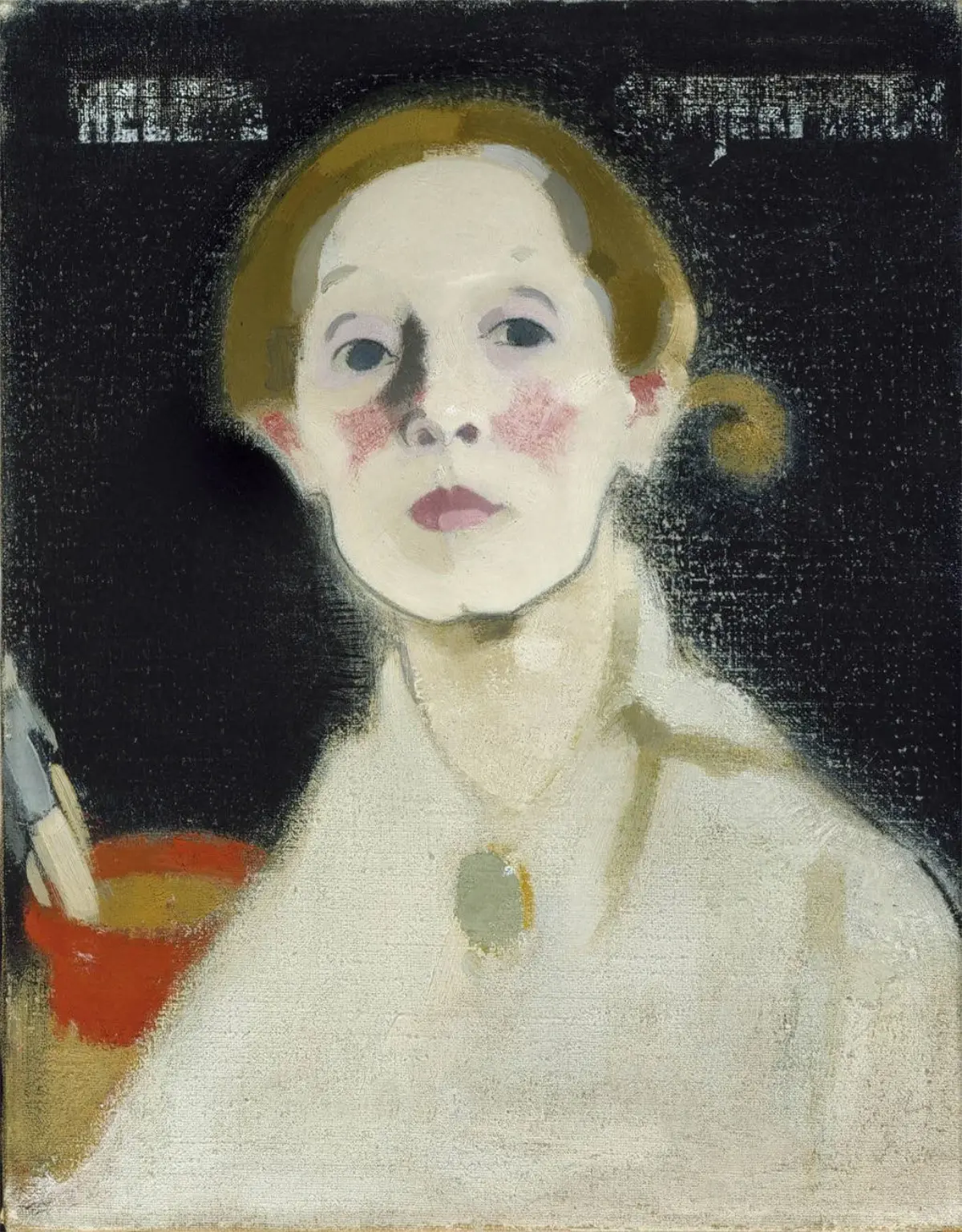 Helene Schjerfbeck. Self-Portrait with Black Background. 1915