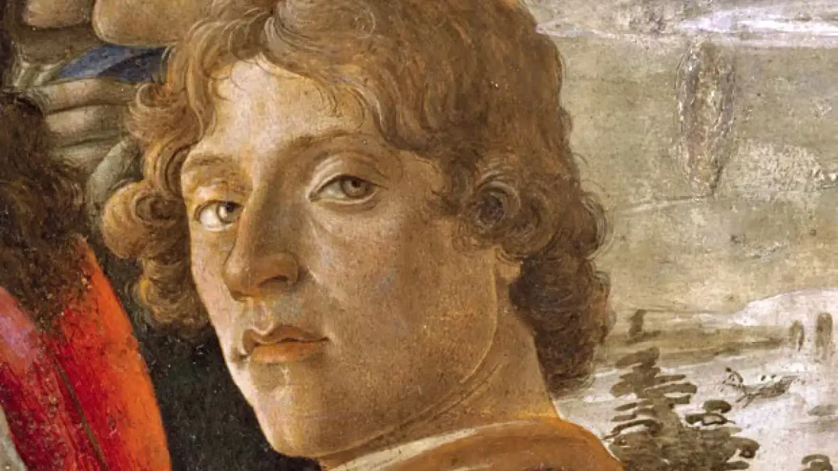 Détail de L’adoration des mages (autoportrait), 1475, Botticelli